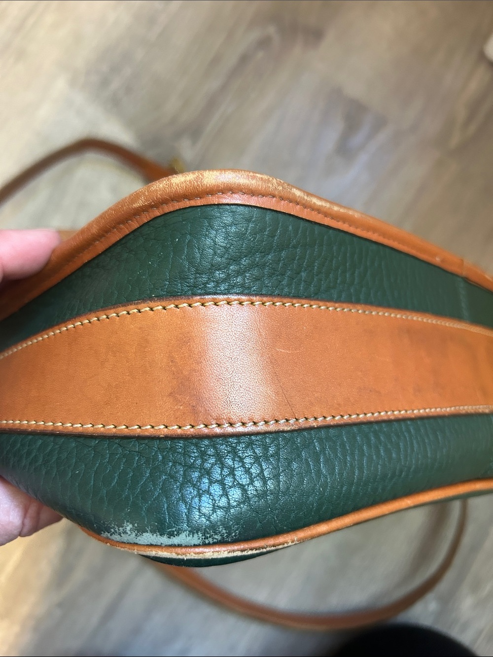 Dooney & Bourke Dark Green Pebbled Leather Crossbody with Tan Trim - Picture 15 of 16
